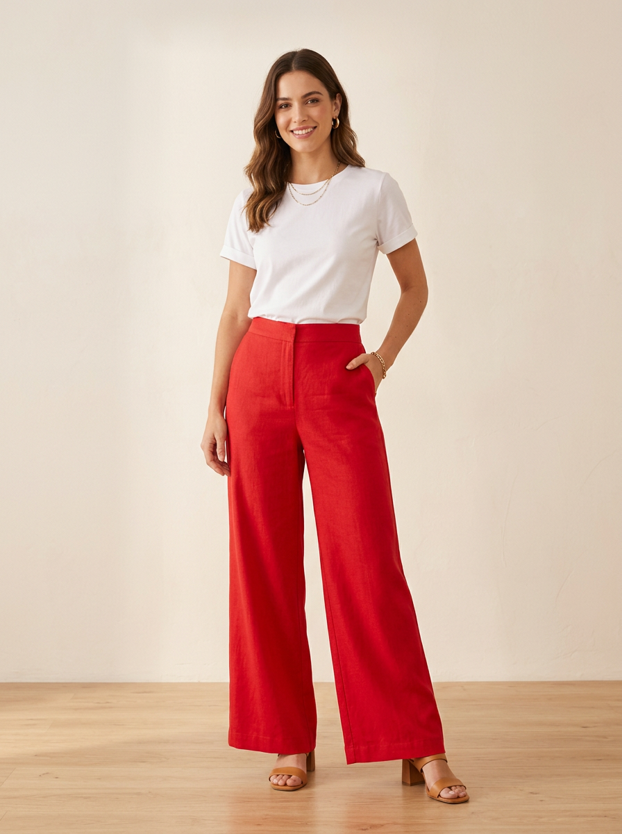 Calça Pantalona Vermelha